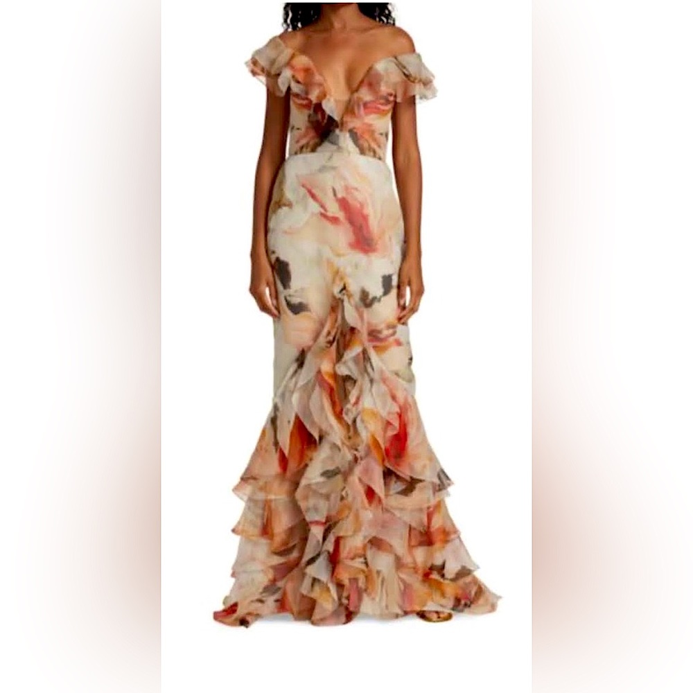 GORGEOUS floral MARCHESA gown wearable any time of the year!  Simply elegant.